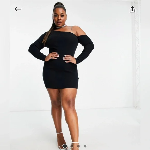 ASOS Knitted Sweater Dress with Rhinestone Strap - Picture 4 of 5